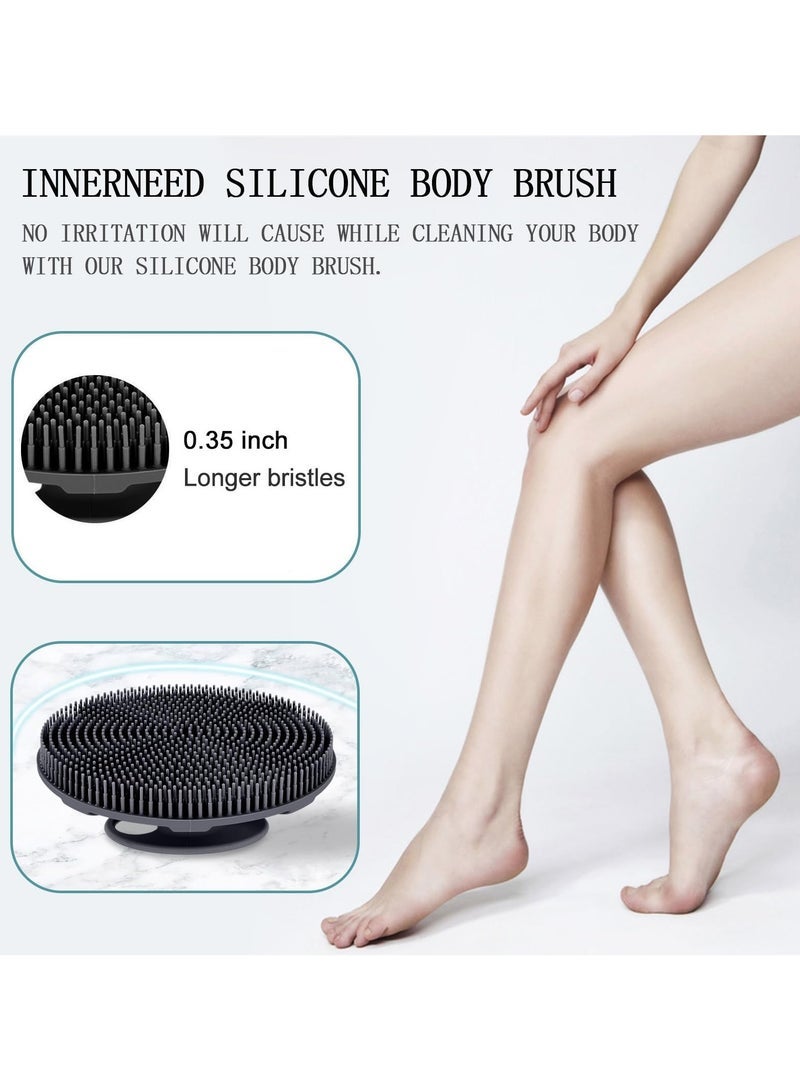 food grade soft silicone body scrubber shower brush handheld cleansing skin brush gentle exfoliating and lather well 1pcs black - Image 5